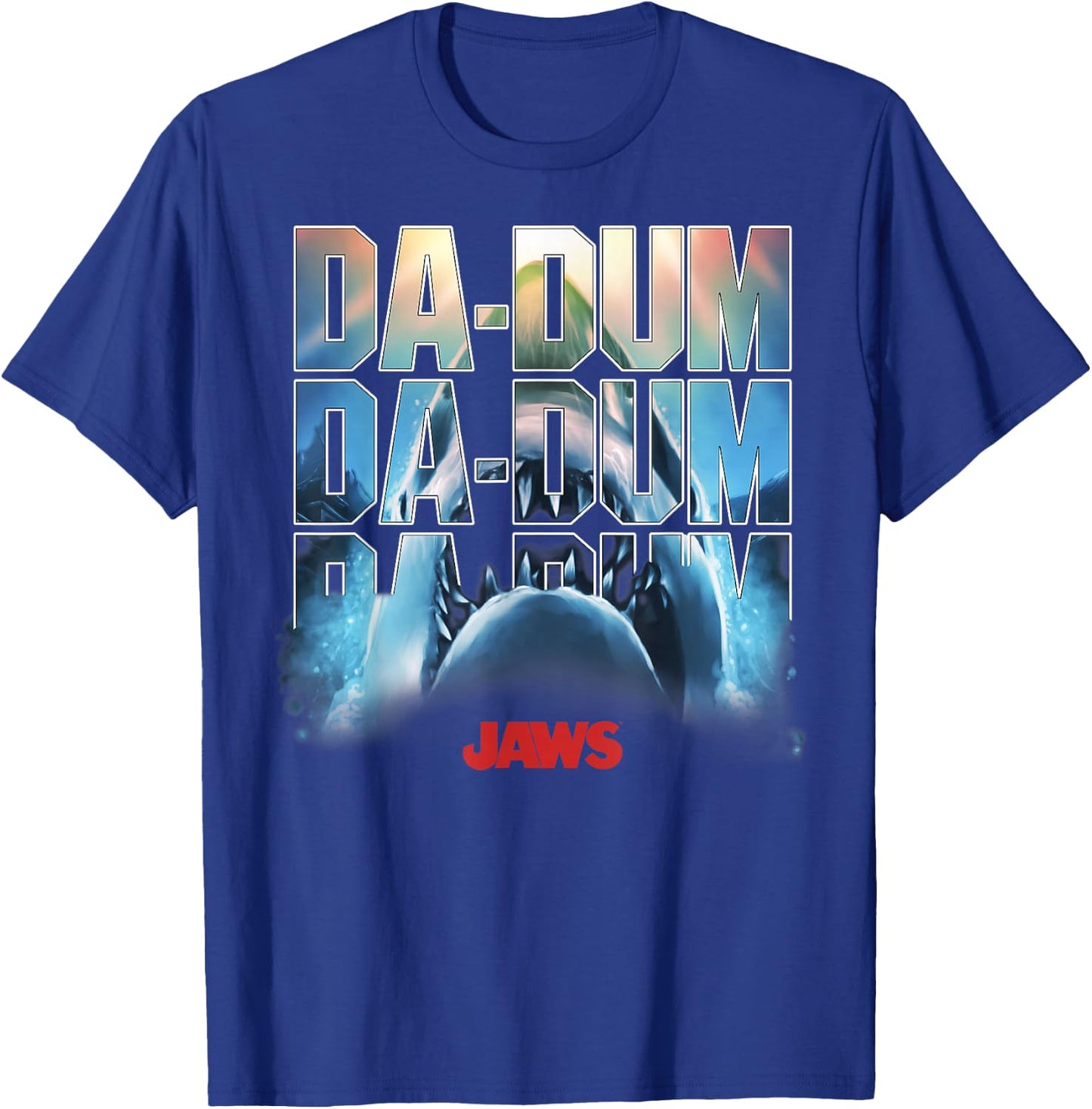 Jaws Da-Dum Da-Dum Da-Dum Build-Up Fill Logo T-Shirt - T-Shirt | Royal