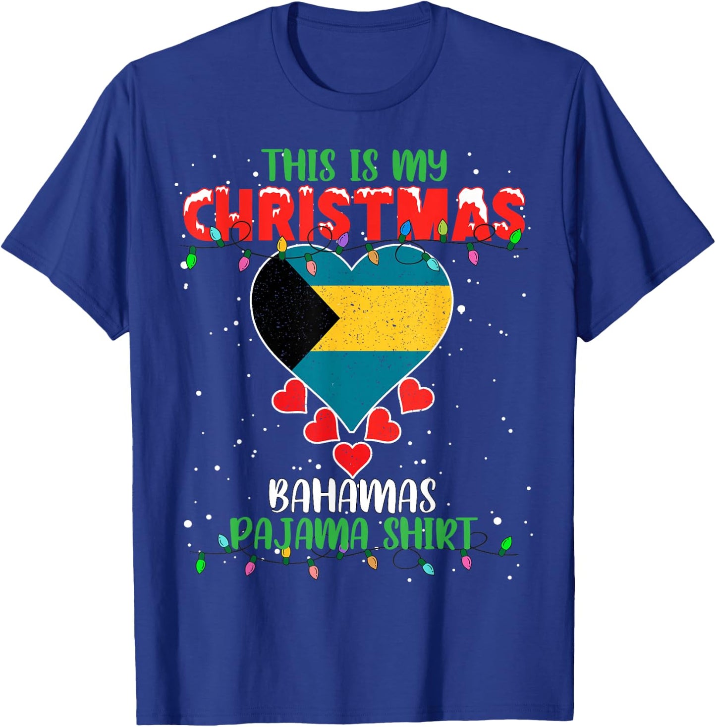 This Is My Christmas Lights Love Bahamas Flag Pajama T-Shirt - T-Shirt | Royal