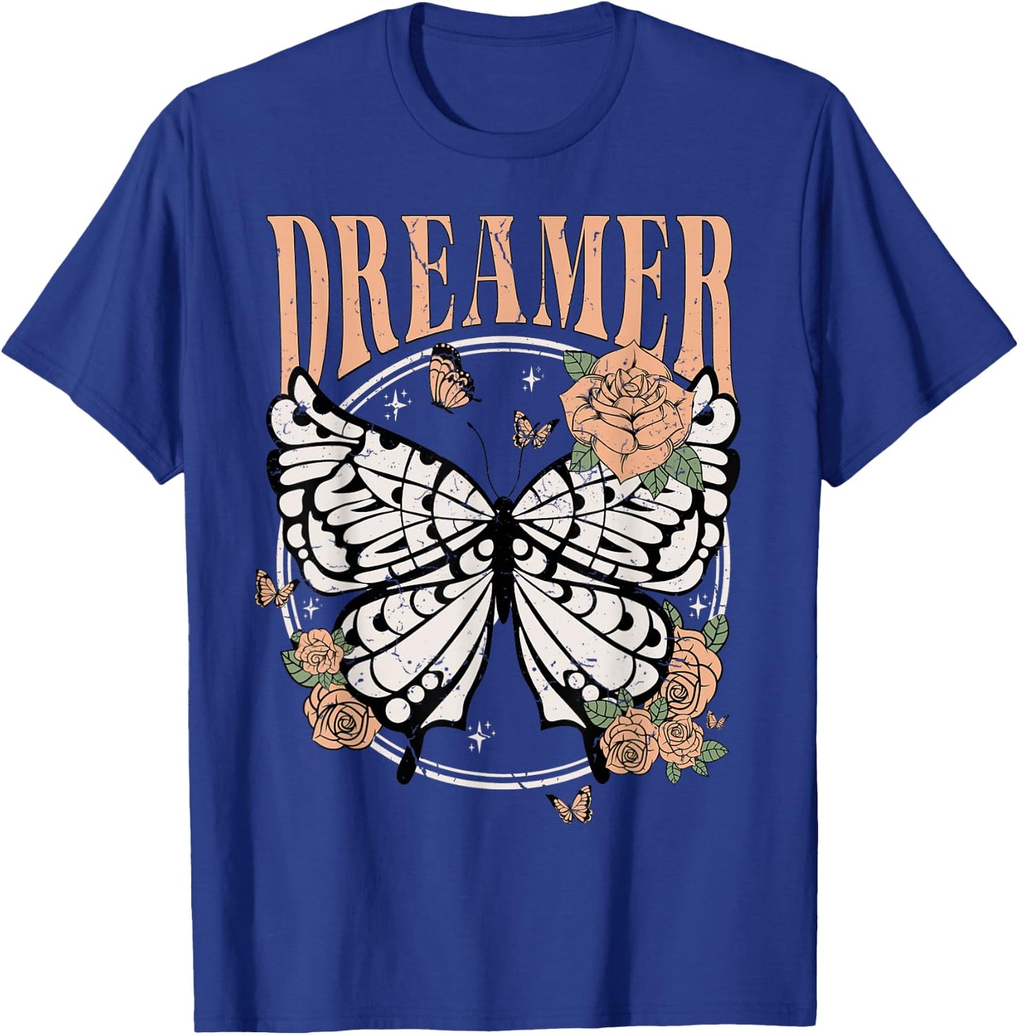 Vintage Retro Dreamer Butterfly 80's 90's Style Lover Gift T-Shirt - T-Shirt | Royal