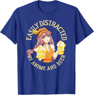 Easily Distracted By Anime and Beer - Manga & Brew Lover T-Shirt - T-Shirt | Royal