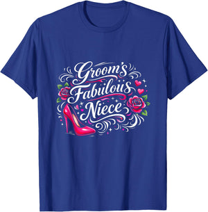 Groom's Fabulous Niece Wedding Crew Elegant Family Matching T-Shirt - T-Shirt | Royal