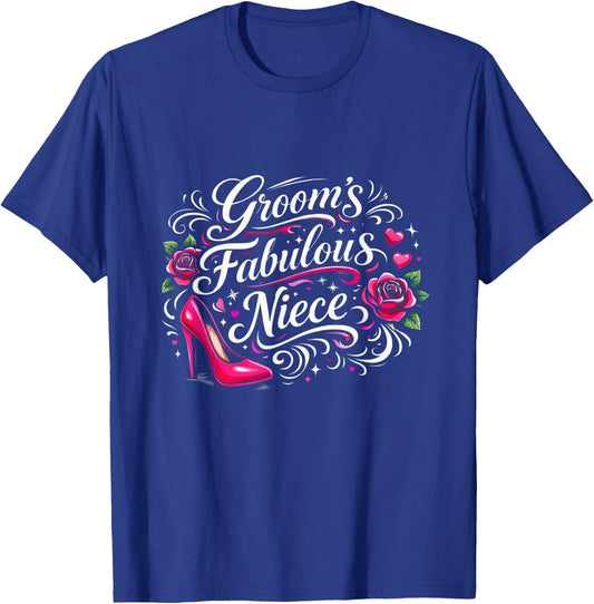 Groom's Fabulous Niece Wedding Crew Elegant Family Matching T-Shirt - T-Shirt | Royal
