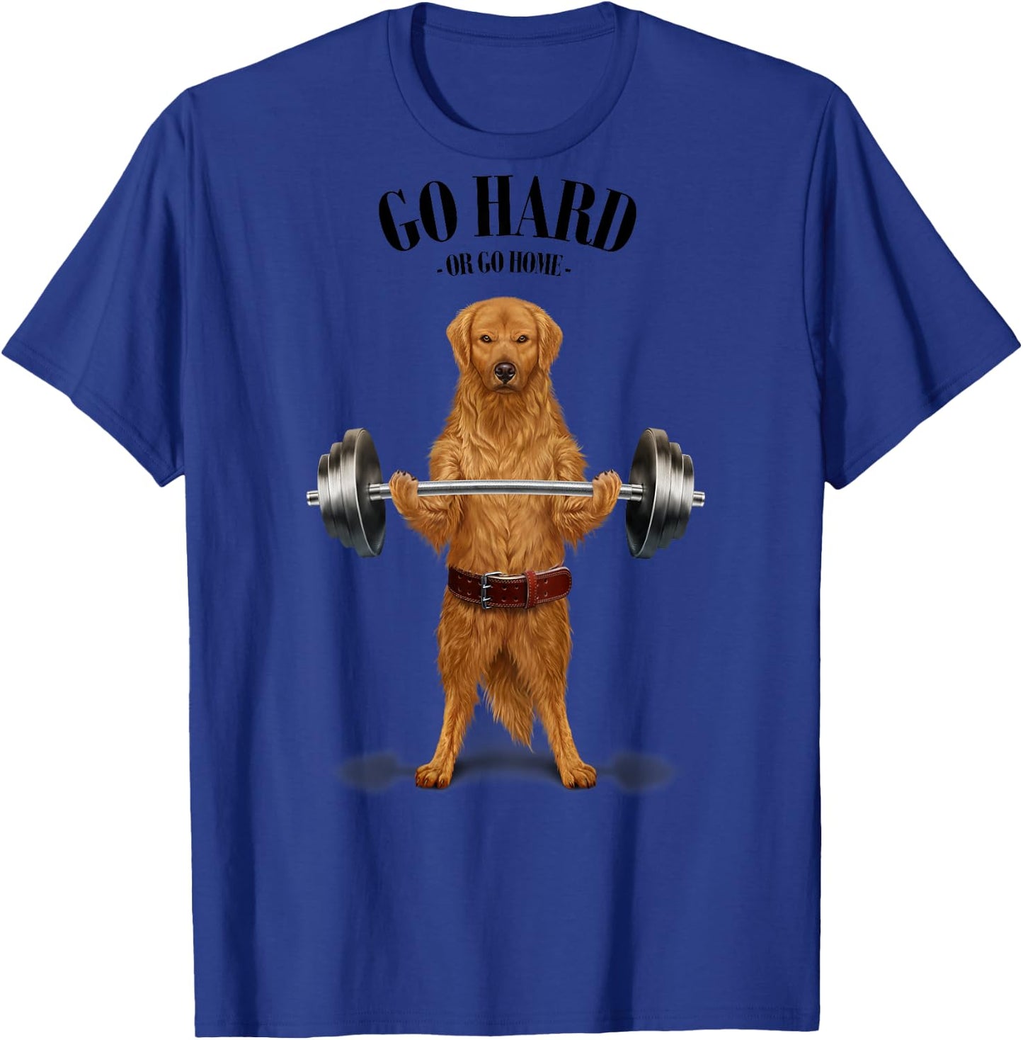Golden Retriever Dog Weightlifting in Fitness Gym Women Kids T-Shirt - T-Shirt | Royal