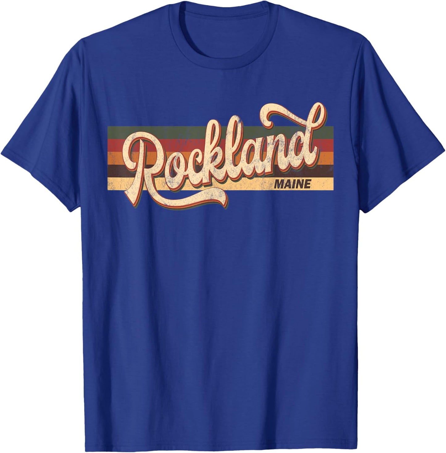 Rockland Maine State USA Retro Vintage 70s 80s T-Shirt - T-Shirt | Royal