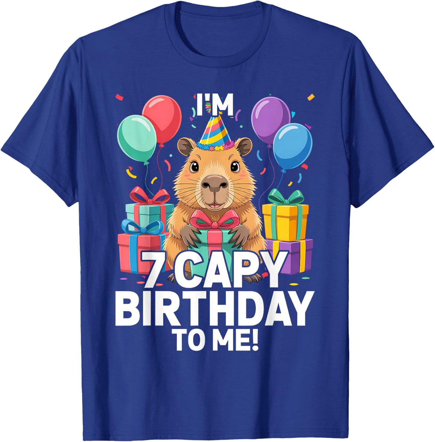 I'm 7 Year Old Capy Birthday to Me 7th Birthday Capybara T-Shirt - T-Shirt | Royal