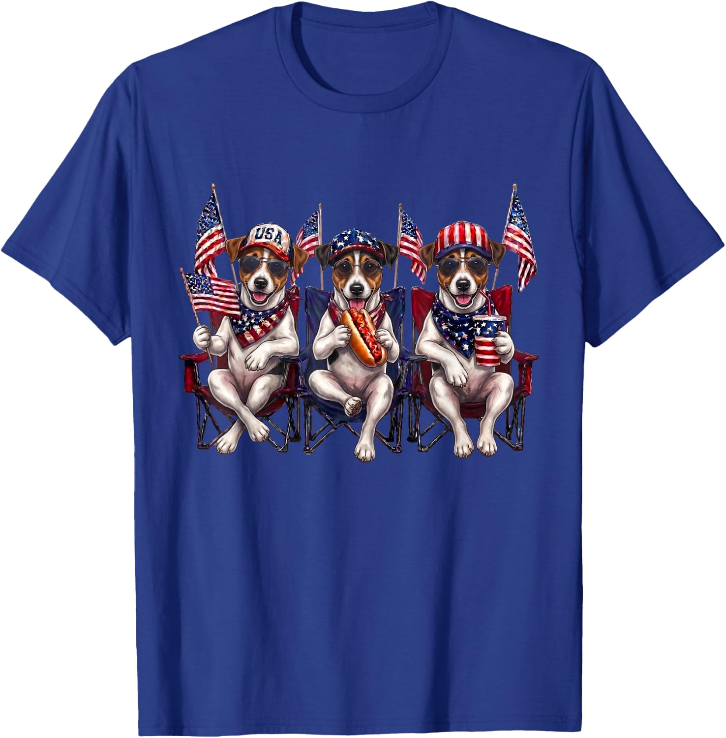 250 Years of Freedom Jack Russell Terrier Dog 1776-2026 4th T-Shirt - T-Shirt | Royal