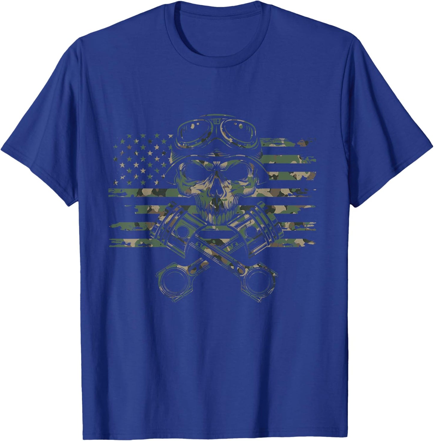 American Flag Camouflage Motorcycle Apparel - Motorcycle T-Shirt - T-Shirt | Royal