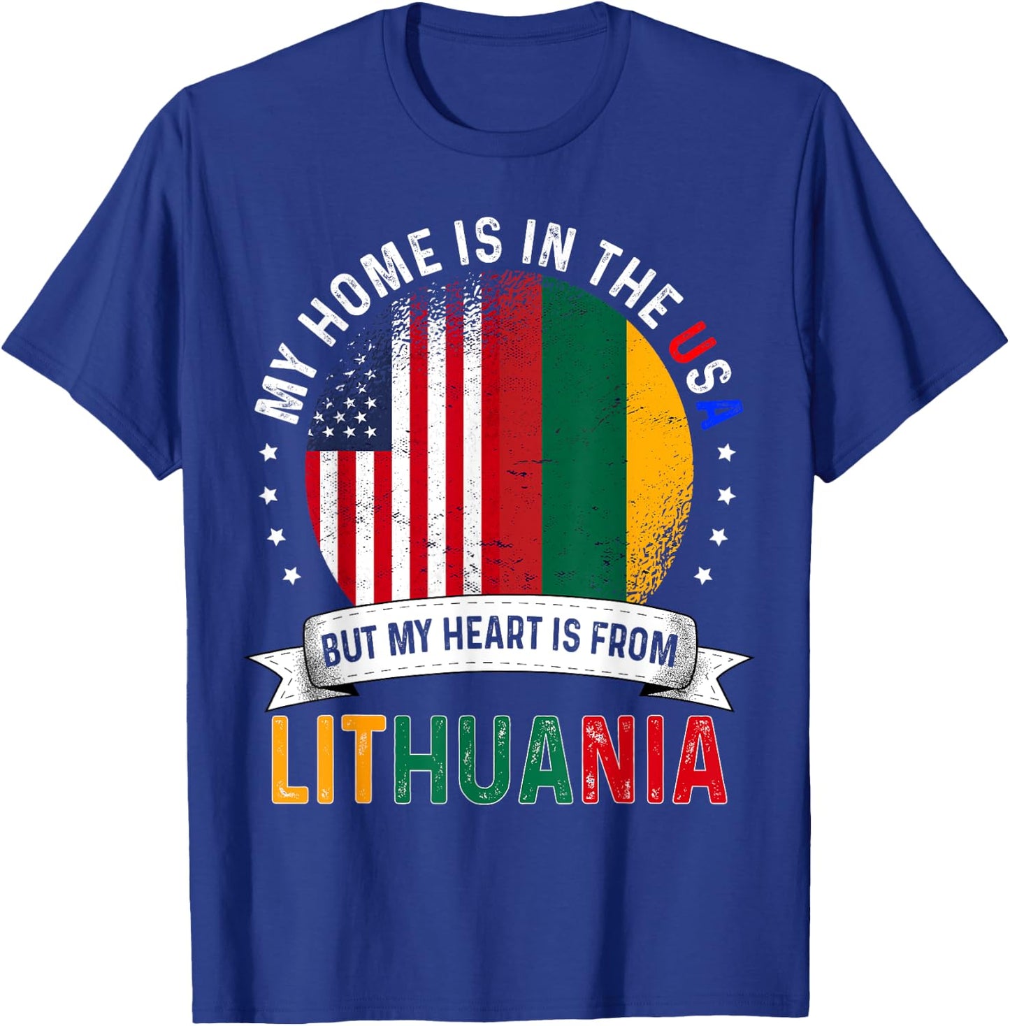 Lithuanian American Patriot Heart is from Lithuania Flag T-Shirt - T-Shirt | Royal