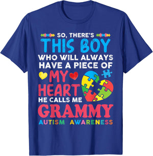 There's This Boy He Calls Me Grammy Autism Awareness Grandma T-Shirt - T-Shirt | Royal