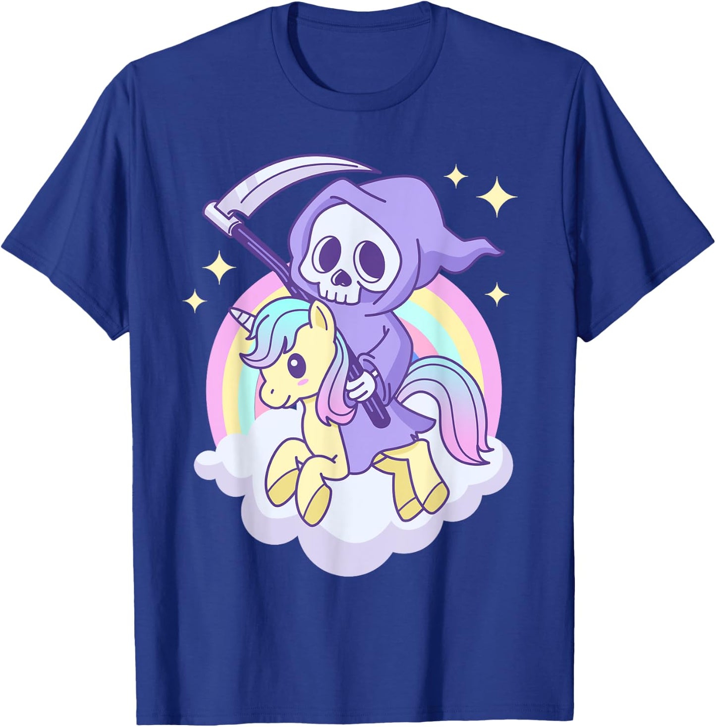 Cute Pastel Goth Grim Reaper on a Unicorn T-Shirt - T-Shirt | Royal