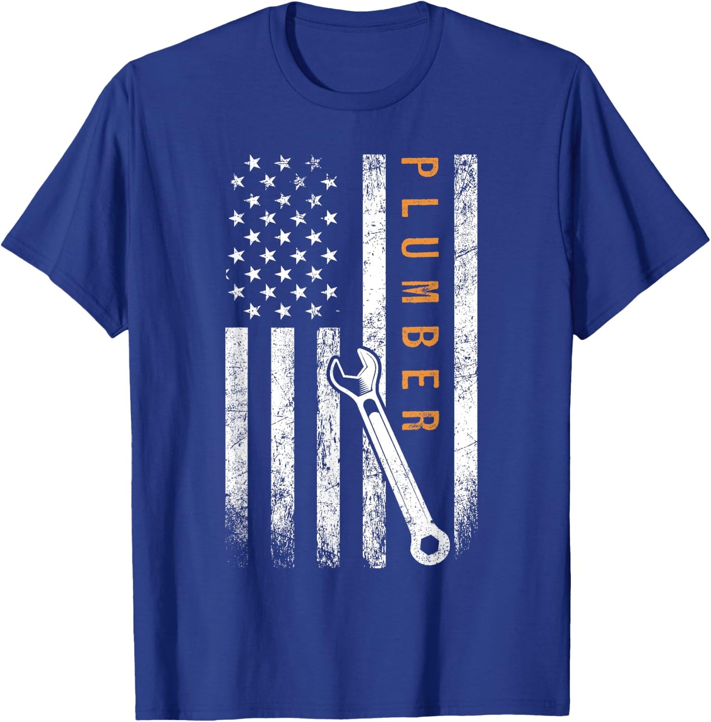 Plumber American Flag Design Plumbing T-Shirt - T-Shirt | Royal
