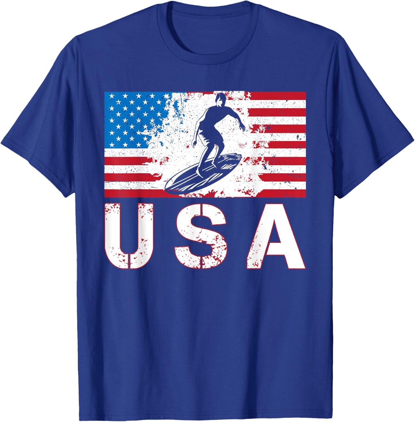 USA Surfing team American flag US Surfer men women kids T-Shirt - T-Shirt | Royal