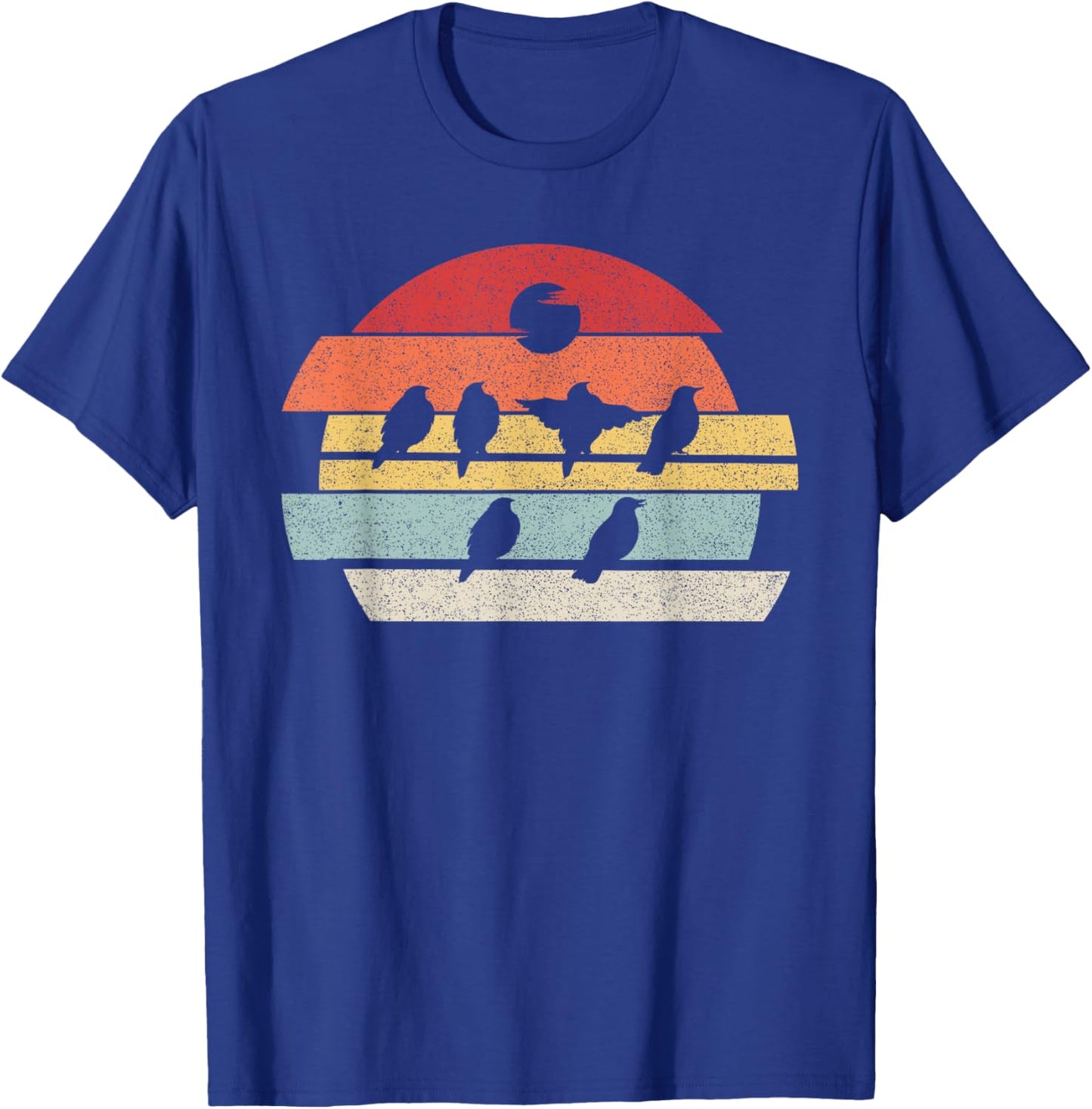 Vintage Retro Birds Shirt Birds On A Wire Nature Birds Lover T-Shirt - T-Shirt | Royal