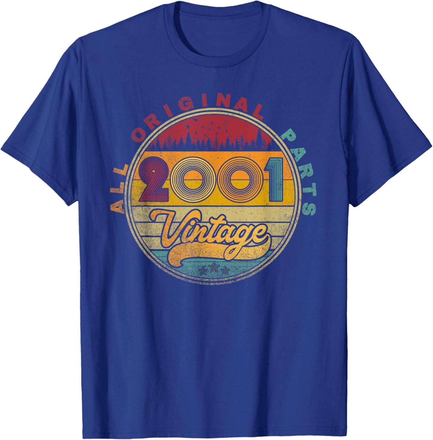 Vintage 2001 24th Birthday Gift 24 Years Old Men Women Retro T-Shirt - T-Shirt | Royal