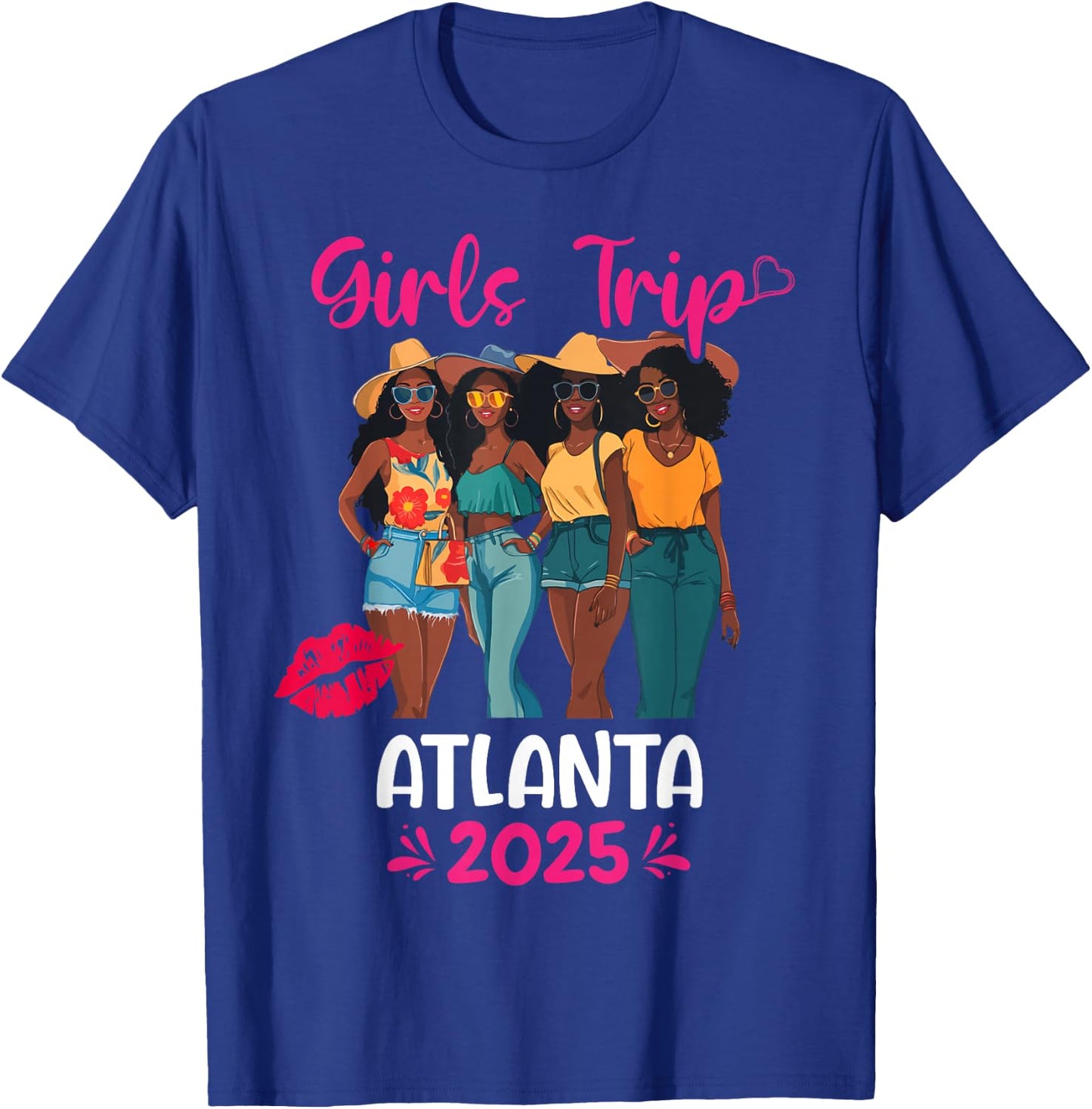 Black Girls Trip Atlanta 2025 Vacation Matching T-Shirt - T-Shirt | Royal