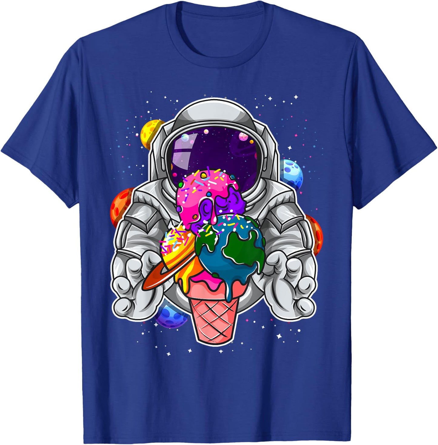Astronaut Ice Cream Boys Girls Kids Planets Space Cosmonaut T-Shirt - T-Shirt | Royal
