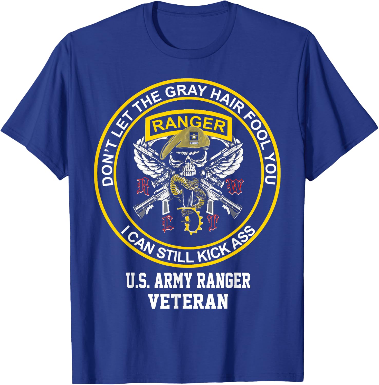 Funny Retired US Army Ranger Veteran USA Military Vet T-Shirt - T-Shirt | Royal