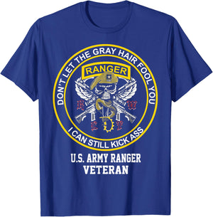 Funny Retired US Army Ranger Veteran USA Military Vet T-Shirt - T-Shirt | Royal