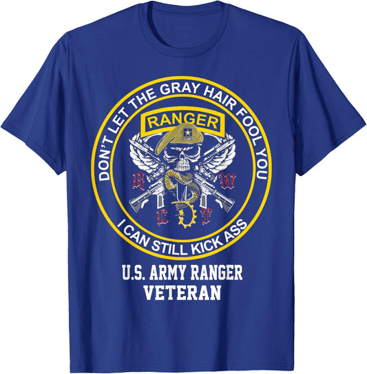 Funny Retired US Army Ranger Veteran USA Military Vet T-Shirt - T-Shirt | Royal