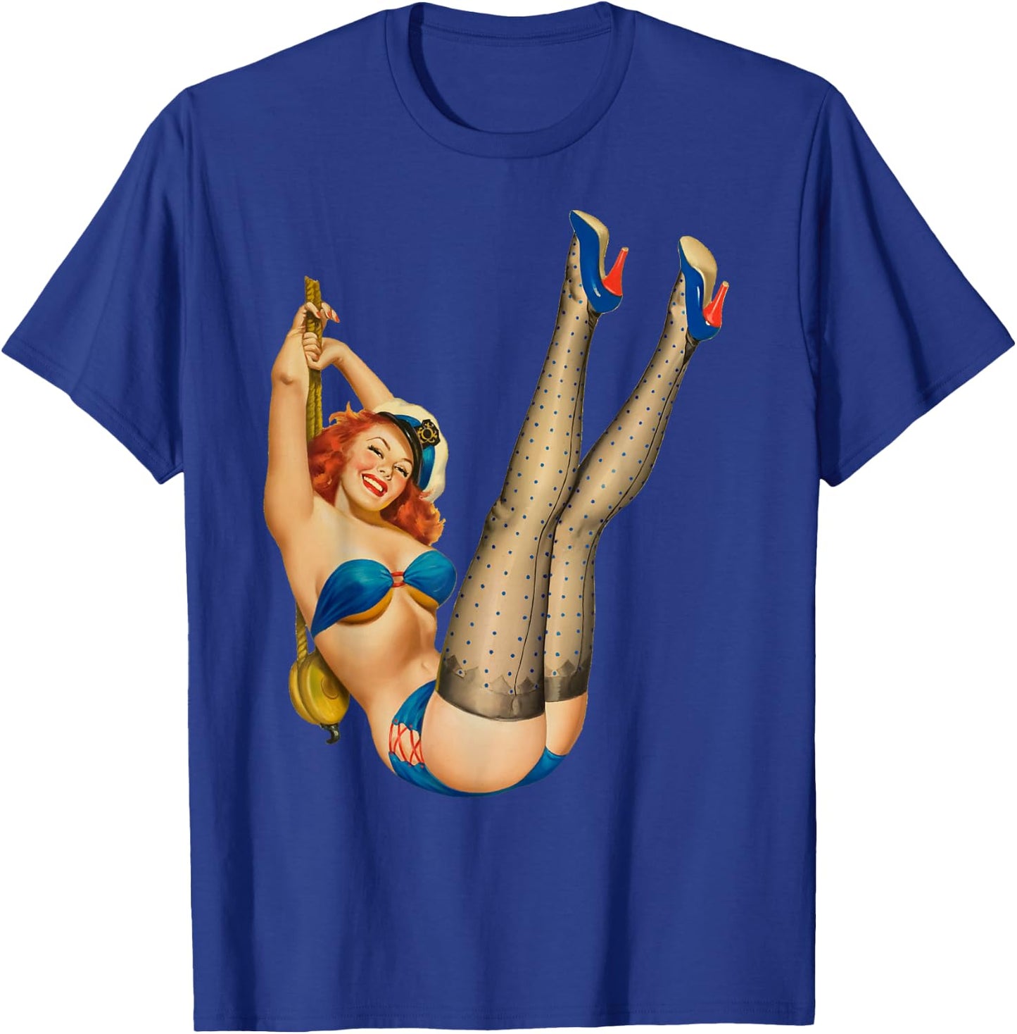 Vintage 1940's Pin-up Girl Sexy Classic Retro American Art T-Shirt - T-Shirt | Royal