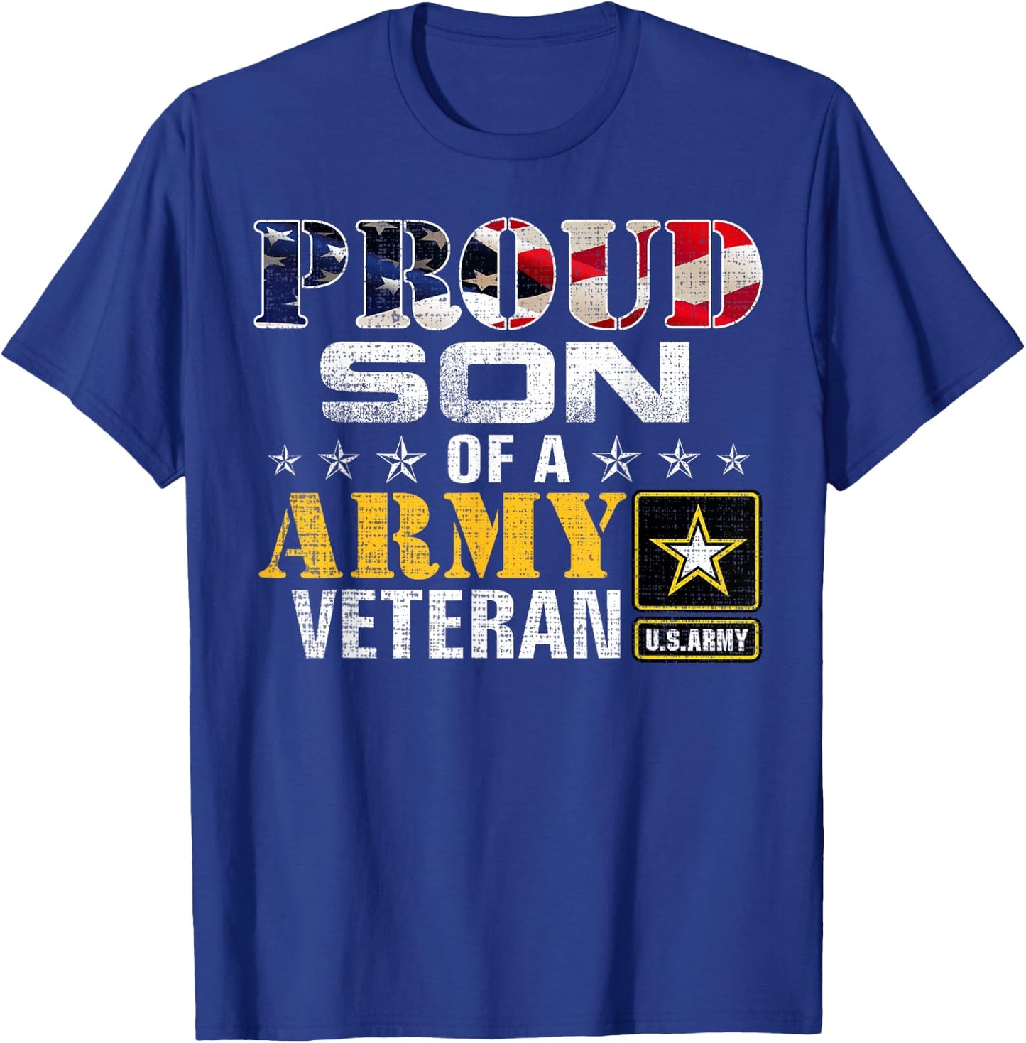 Proud Son of A Army Veteran American Flag Military Gift T-Shirt - T-Shirt | Royal