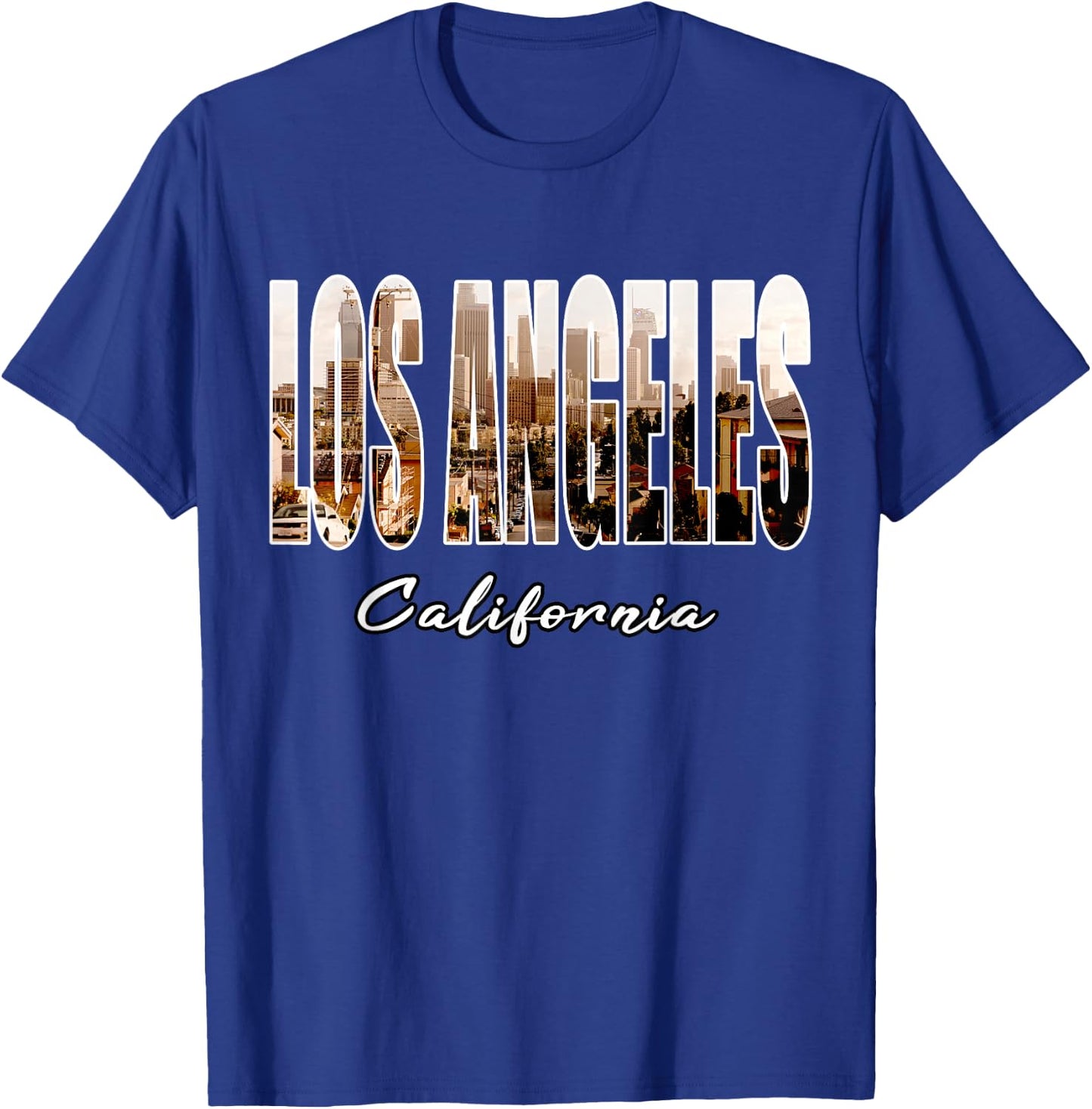 Los Angeles California Font Skyline Urban Photography LA T-Shirt - T-Shirt | Royal