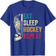 Eat Sleep Hockey Repeat Kids Adult Ice Hockey Retro Vintage T-Shirt - T-Shirt | Royal