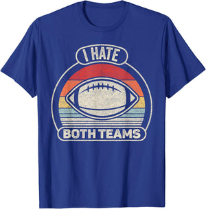 Catch Some Rays Vintage Retro I Hate Both Teams - Black - Small - -Adults - Short Sleeve - Classic Fit - - Retro Sports T-Shirt - T-Shirt | Royal