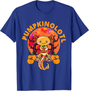 Halloween Axolotl Salamander Pumpkin Orange Pumpkinolotl T-Shirt - T-Shirt | Royal