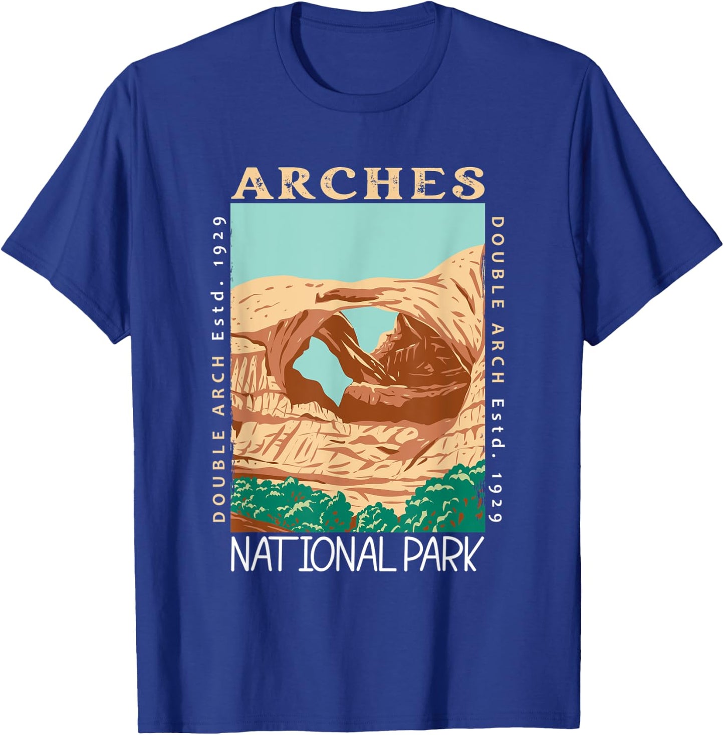 Arches National Park Double Arch Utah Vintage Distressed T-Shirt - T-Shirt | Royal