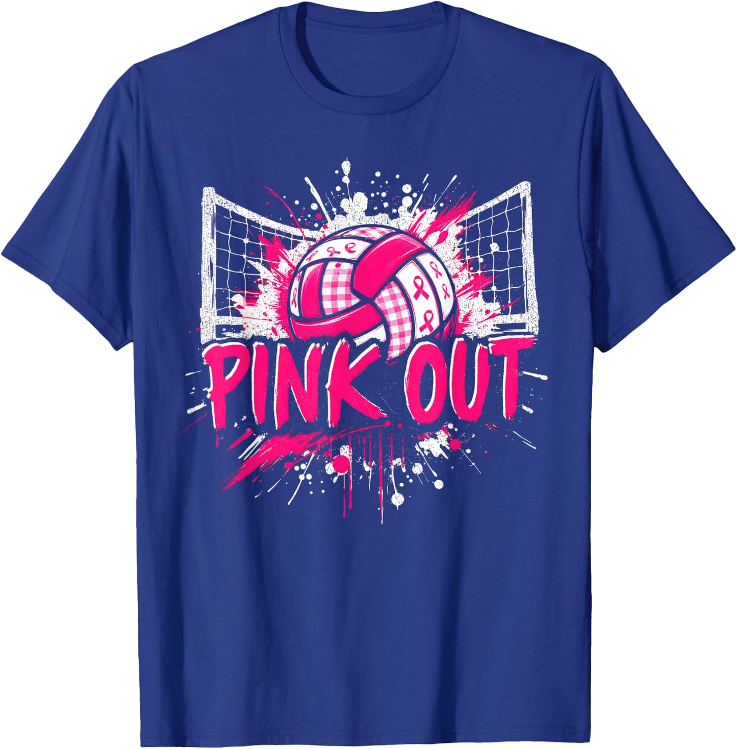 Pink Out Volleyball Breast Cancer Awareness Men Women Kid T-Shirt - T-Shirt | Royal