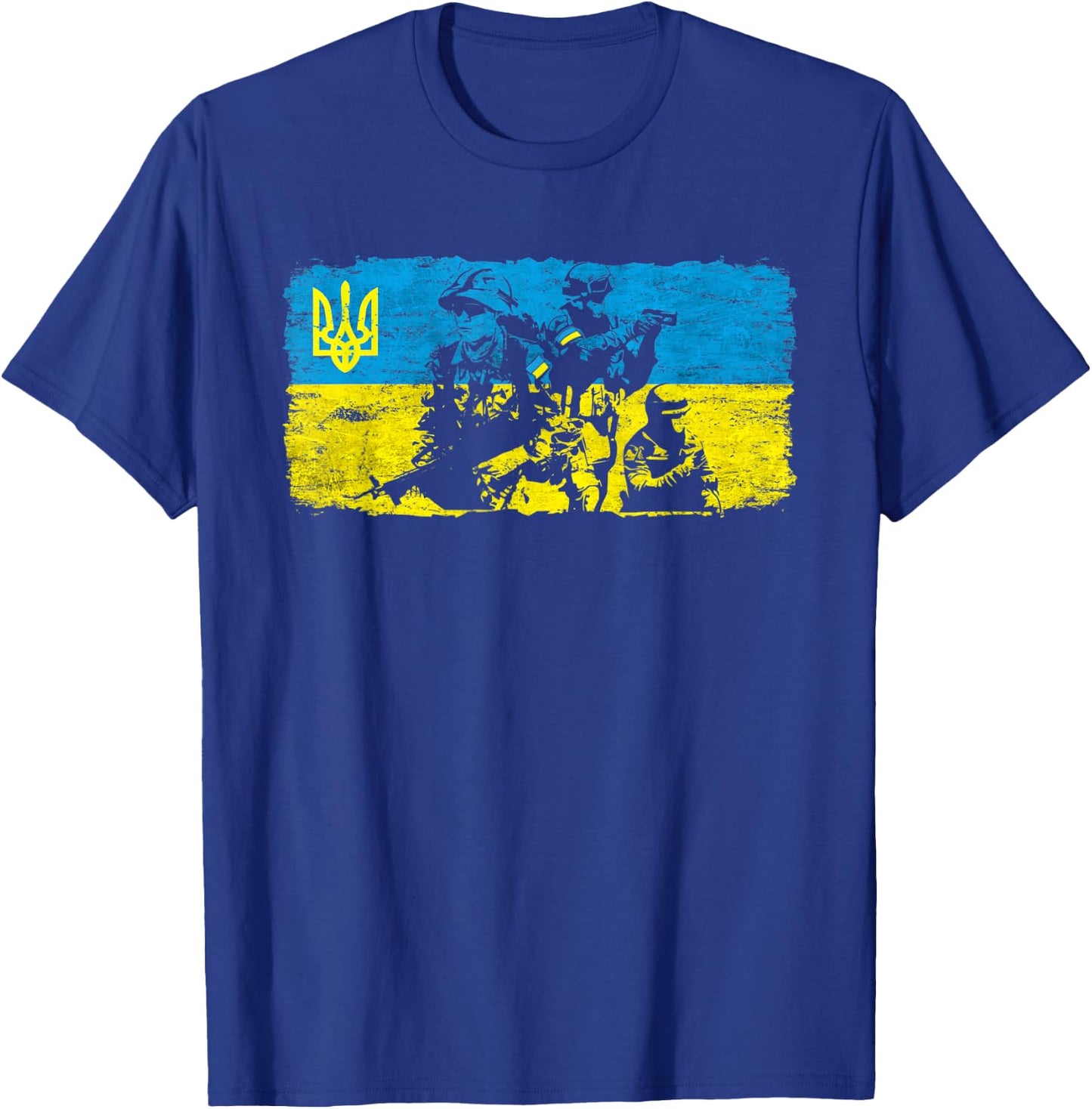 Ukrainian Army Solders Support Ukraine Flag Stand with UA T-Shirt - T-Shirt | Royal