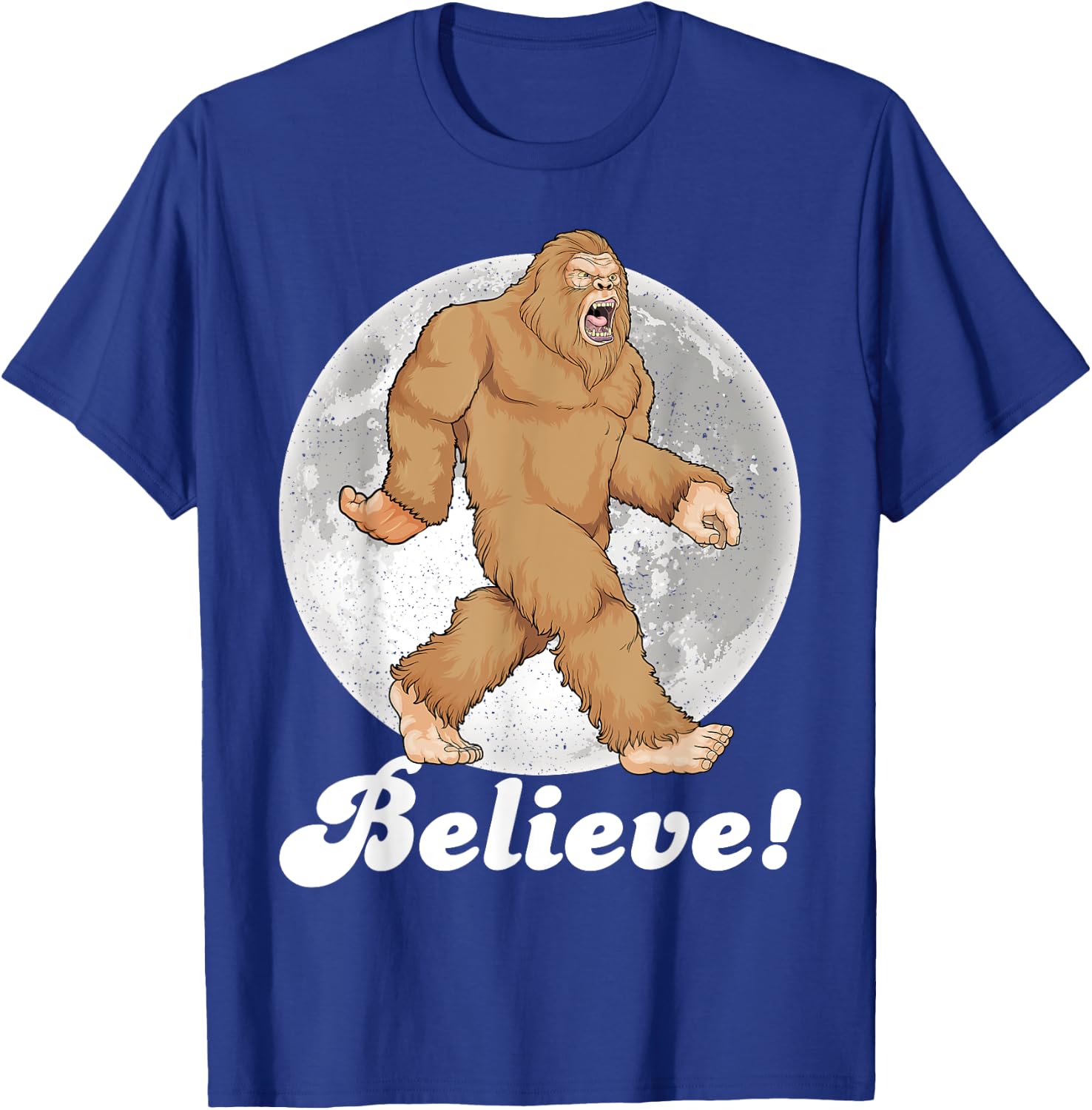 Bigfoot Night Stroll Sasquatch Retro Moon Bigfoot Believe T-Shirt - T-Shirt | Royal