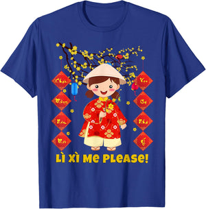 Li Xi Me Please - Chuc Mung Nam Moi 2022 Girls Toddler Kids T-Shirt - T-Shirt | Royal