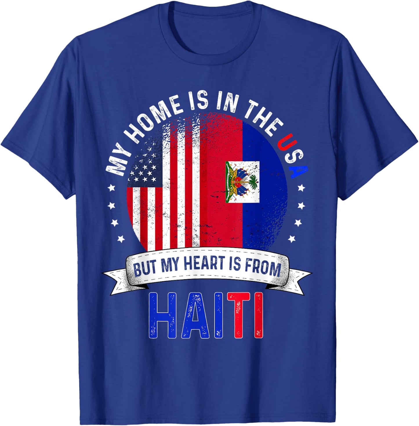 Haitian American Patriot Heart is from Haiti Flag T-Shirt - T-Shirt | Royal