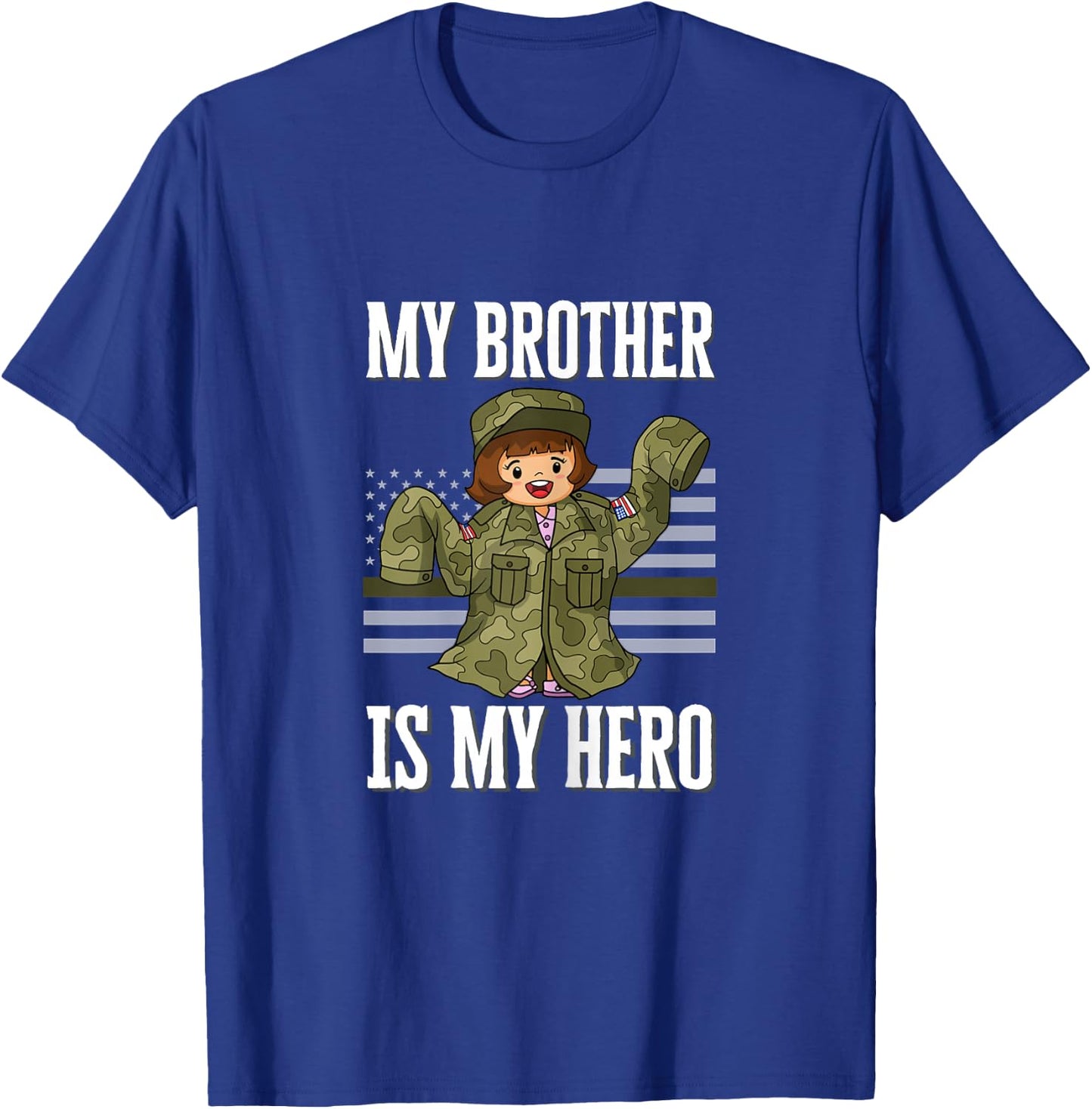 Kids My Brother Hero Thin Green Line for Daughter of Soldier T-Shirt - T-Shirt | Royal