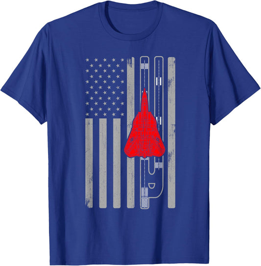 F-14 Tomcat Fighter Jet Plane American Flag F14 T-Shirt - T-Shirt | Royal