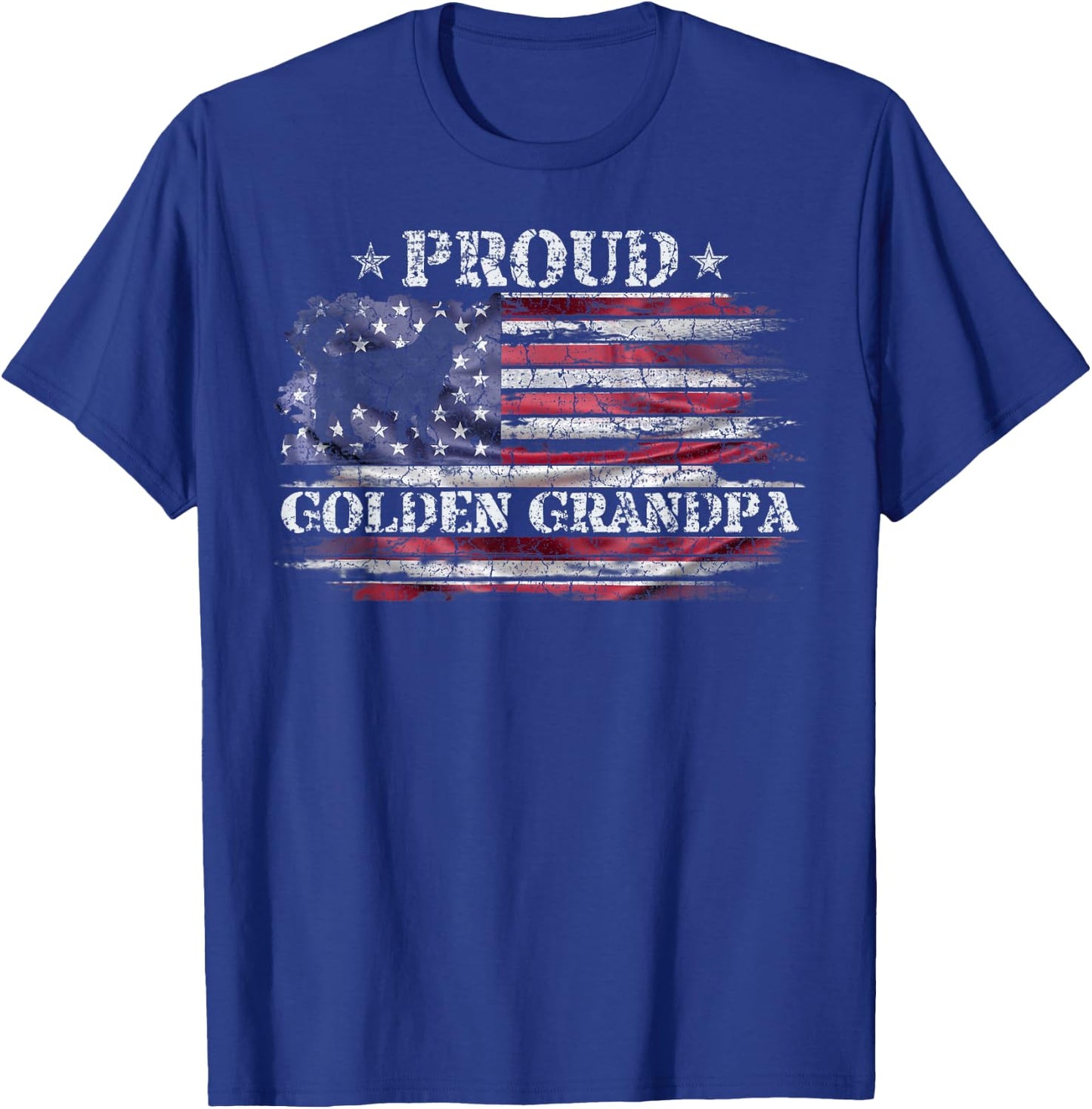 Vintage USA Flag Proud Golden Retriever Grandpa Silhouette T-Shirt - T-Shirt | Royal