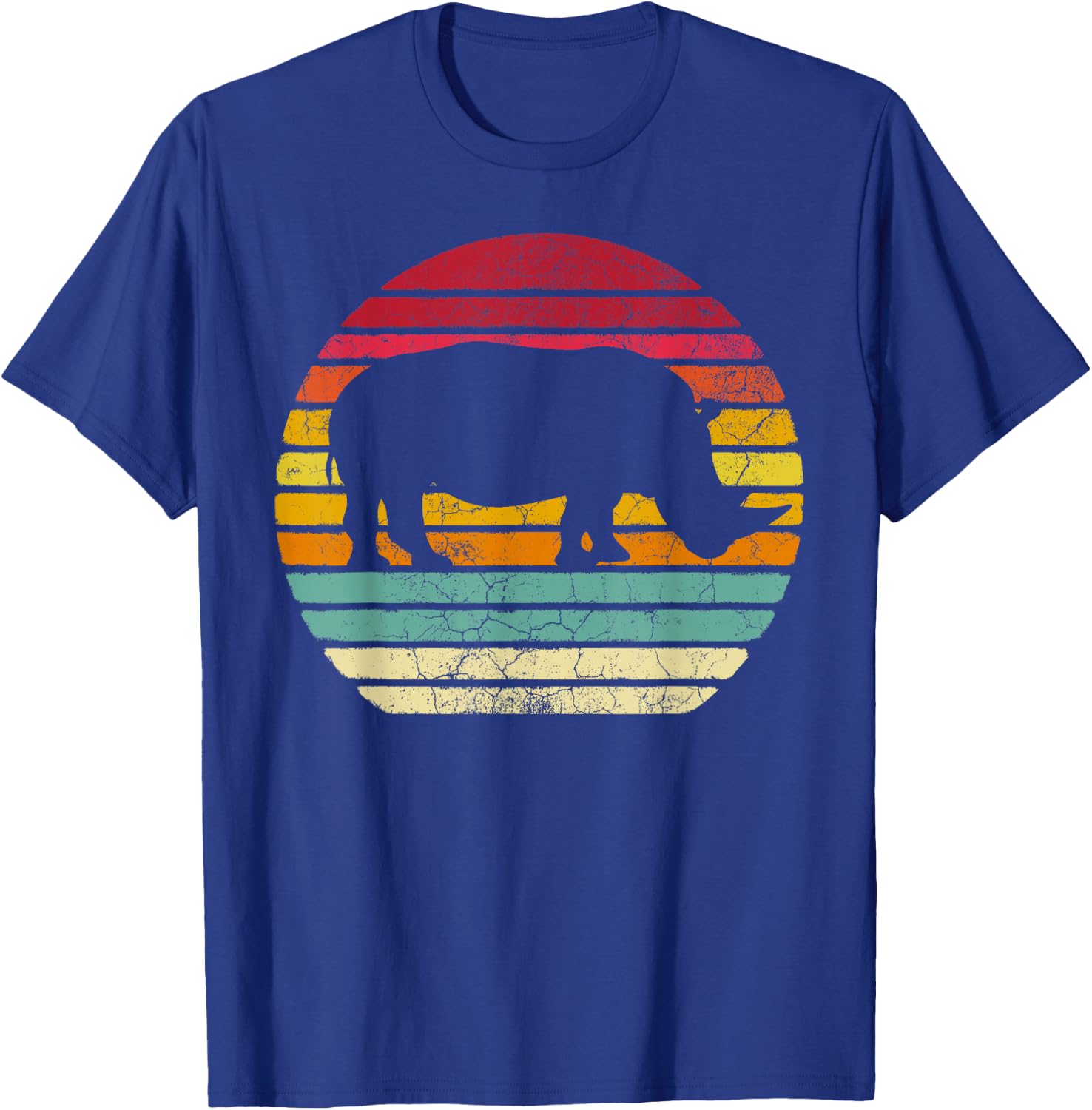 Rhino Rhinoceros - Retro Style Vintage Funny 70s 80s 90s T-Shirt - T-Shirt | Royal