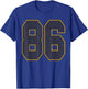 #86 Outline Number 86 Fan Varsity Sports Team Red Jersey T-Shirt - T-Shirt | Royal