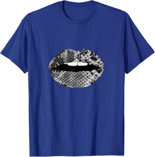 Snakeskin Lips Snakes Print Kiss Mouth T-Shirt - T-Shirt | Royal
