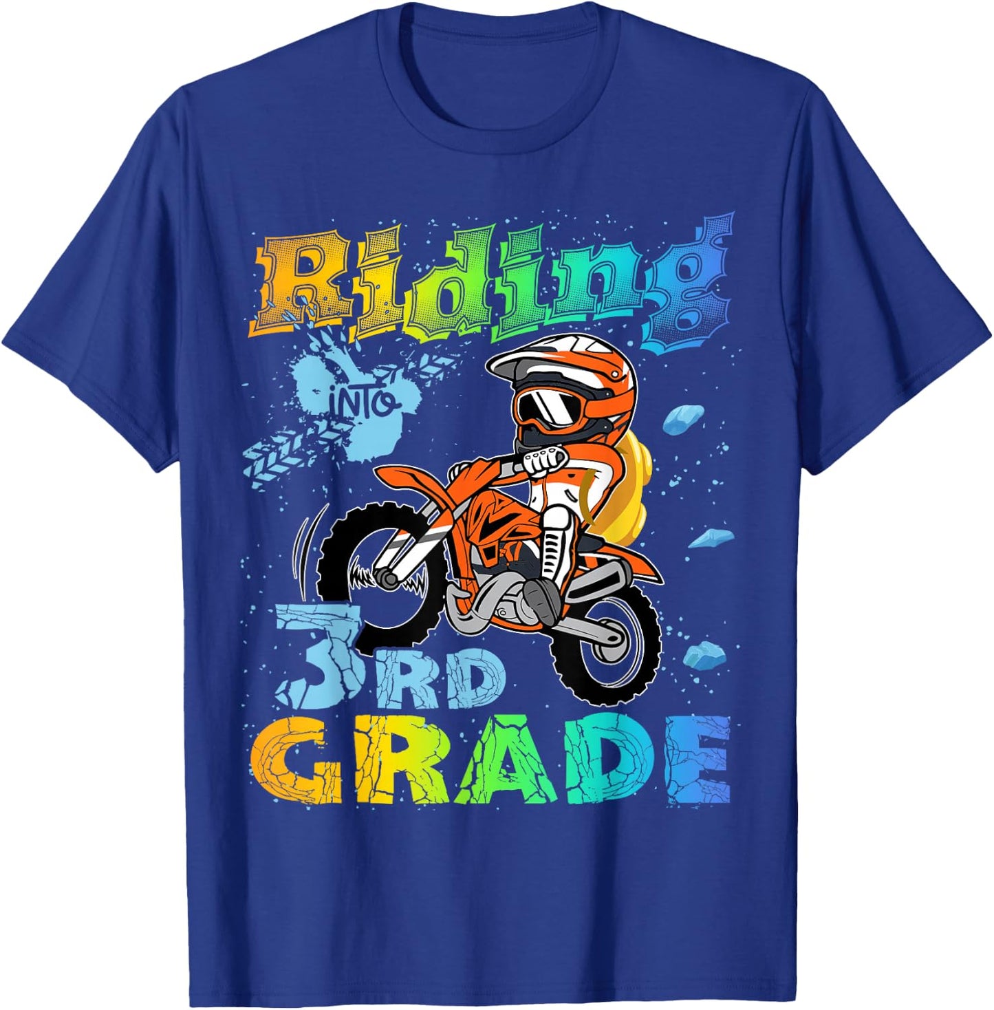 Riding Into 3rd Grade Dirt Bike Backpack For Boys Girls T-Shirt - T-Shirt | Royal