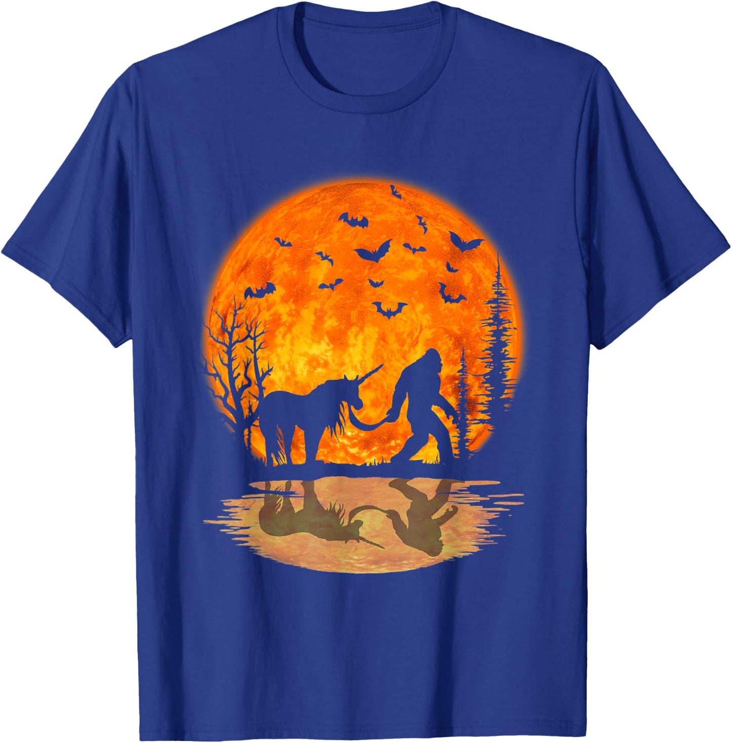 Bigfoot Walking Unicorn Funny Sasquatch Unicorn Halloween T-Shirt - T-Shirt | Royal