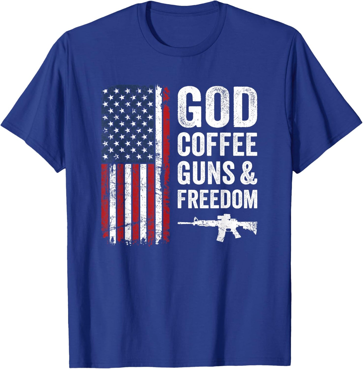 God Coffee Guns & Freedom - Pro Gun 4th Of July USA Flag Women Men T-Shirt - T-Shirt | Royal