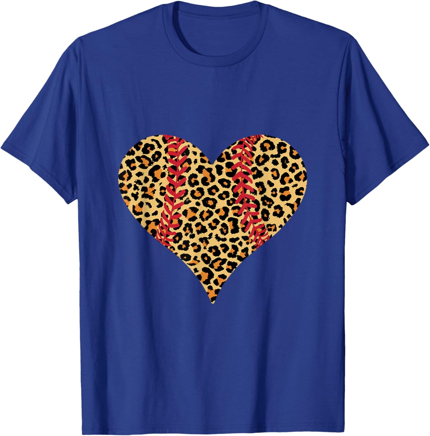 Baseball heart Leopard print softball Mom T-Shirt - T-Shirt | Royal
