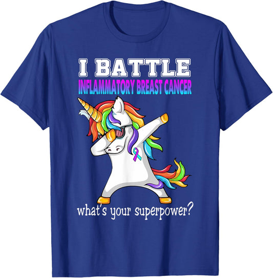 Unicorn I Battle Inflammatory Breast Cancer Awareness T-Shirt - T-Shirt | Royal
