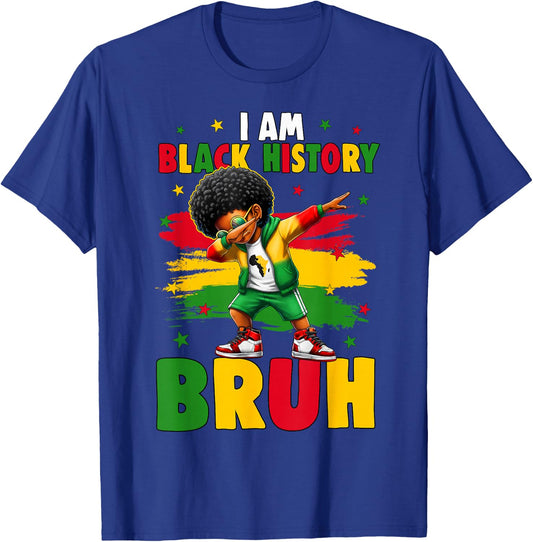 I Am Black History Bruh Dabbing Kid Black History Month Boys T-Shirt - T-Shirt | Royal
