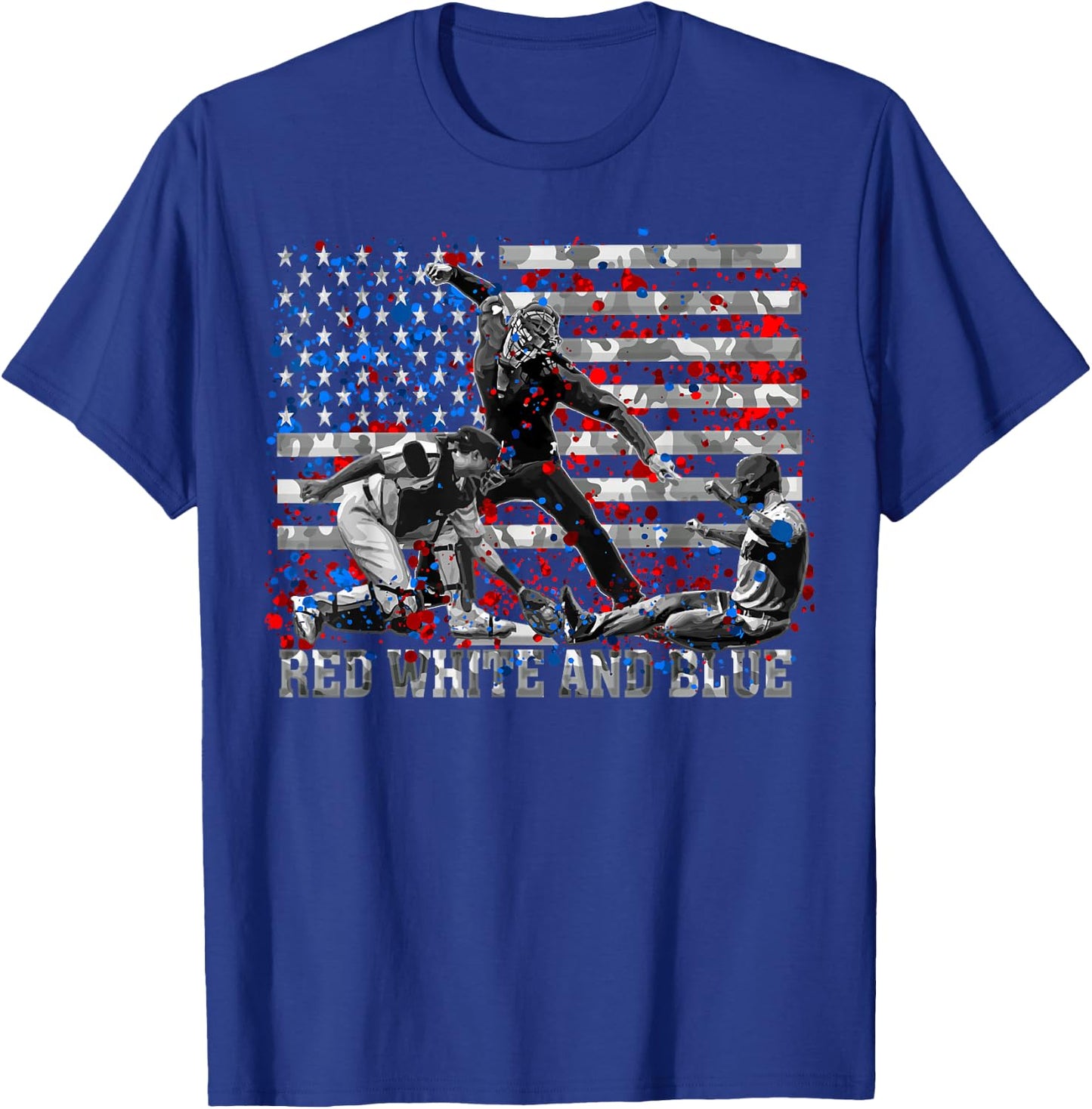 American Flag Patriotic Funny Baseball Umpire Blue Gift T-Shirt - T-Shirt | Royal