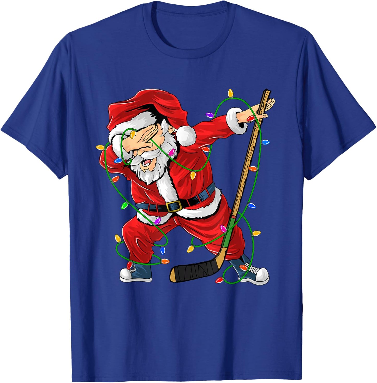 Merry Christmas Ice Hockey Dabbing Santa Claus Hockey Player T-Shirt - T-Shirt | Royal