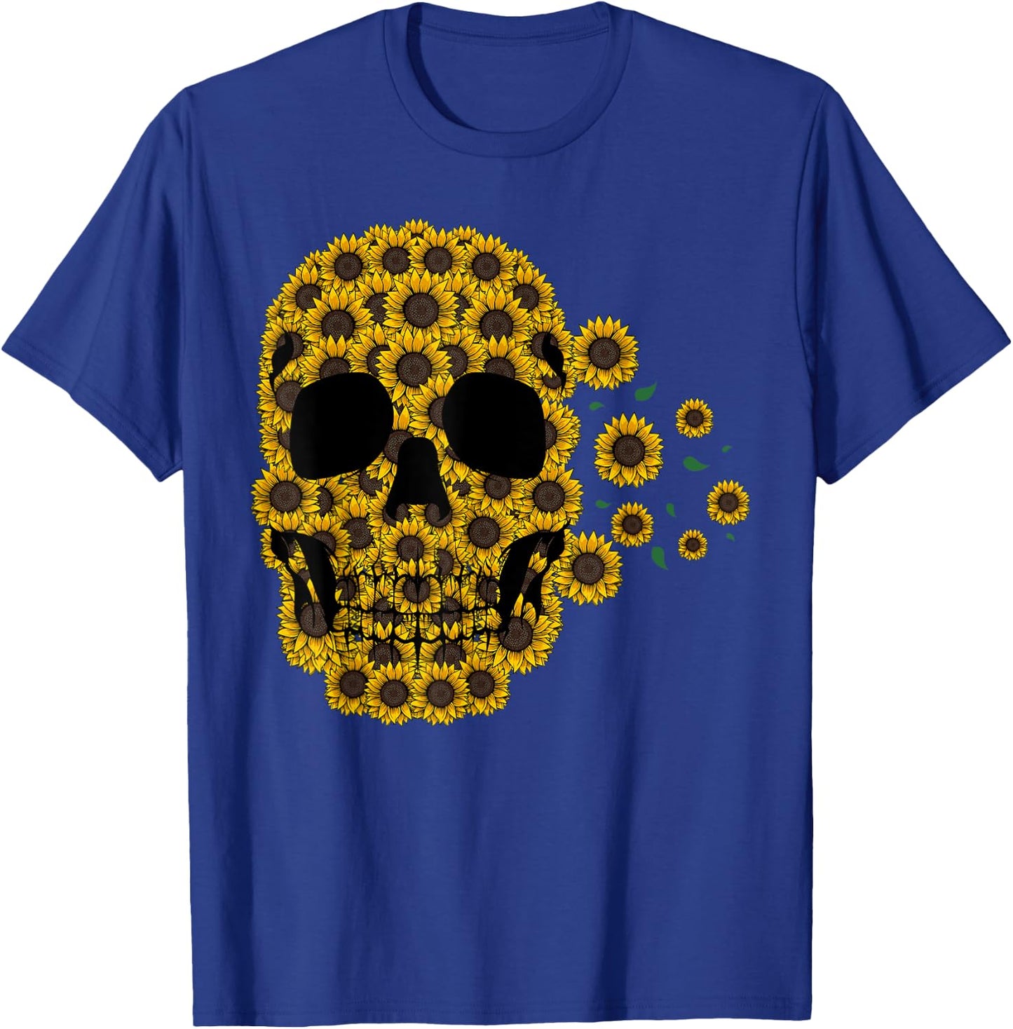 Sunflower Skull Lazy Halloween Costume Cute Skeleton T-Shirt - T-Shirt | Royal